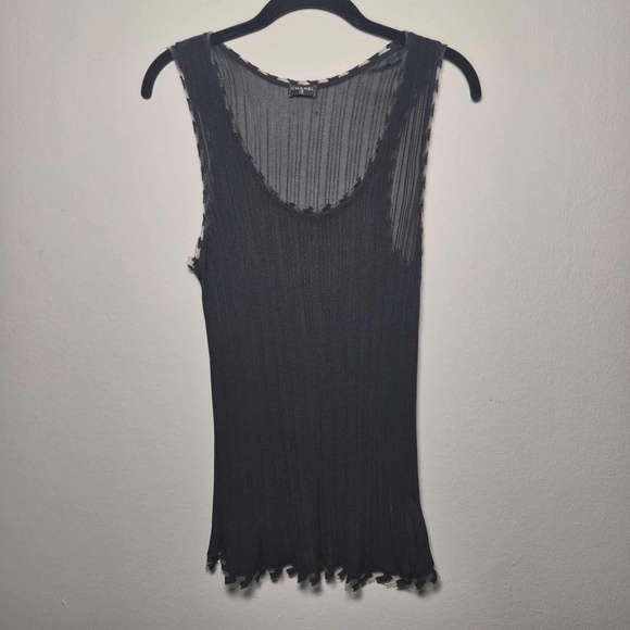 CHANEL Luxury Vintage Y2K Archives RARE Mesh Tulle Whimsigoth Grunge Tank Top M - Picture 14 of 16